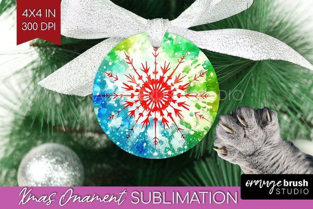 Tie Dye Christmas Ornament Sublimation - Glitter Ornament Sublimation OrangeBrushStudio 