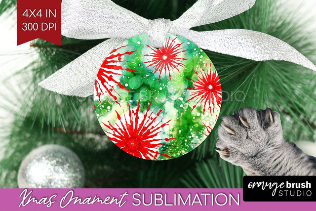 Tie Dye Christmas Ornament Sublimation - Glitter Ornament Sublimation OrangeBrushStudio 