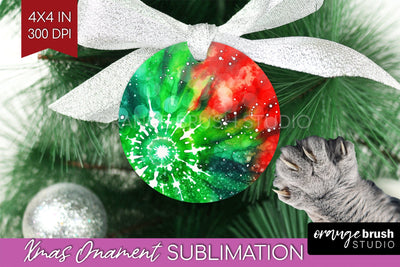 Tie Dye Christmas Ornament Sublimation - Glitter Ornament Sublimation OrangeBrushStudio 