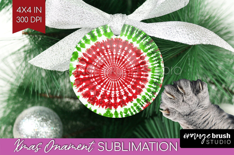Tie Dye Christmas Ornament Sublimation - Glitter Ornament Sublimation OrangeBrushStudio 