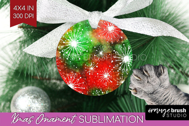 Tie Dye Christmas Ornament Sublimation - Glitter Ornament Sublimation OrangeBrushStudio 