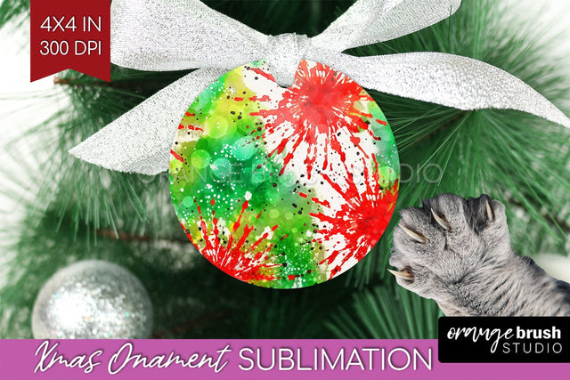 Tie Dye Christmas Ornament Sublimation - Glitter Ornament Sublimation OrangeBrushStudio 