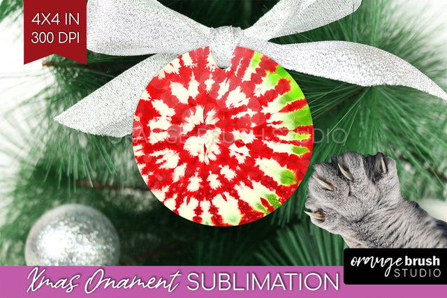 Tie Dye Christmas Ornament Sublimation - Glitter Ornament Sublimation OrangeBrushStudio 