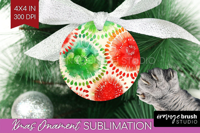 Tie Dye Christmas Ornament Sublimation - Glitter Ornament Sublimation OrangeBrushStudio 