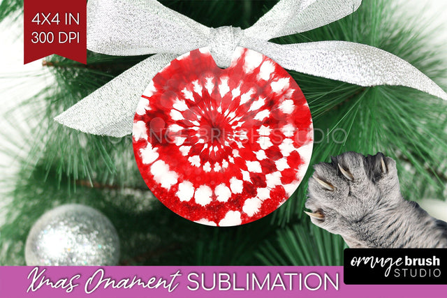 Tie Dye Christmas Ornament Sublimation - Glitter Ornament Sublimation OrangeBrushStudio 