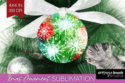 Tie Dye Christmas Ornament Sublimation - Glitter Ornament Sublimation OrangeBrushStudio 