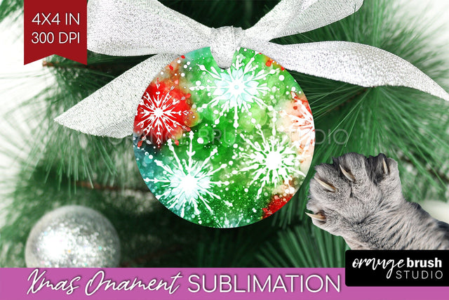 Tie Dye Christmas Ornament Sublimation - Glitter Ornament Sublimation OrangeBrushStudio 