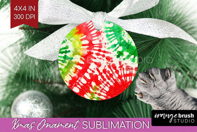 Tie Dye Christmas Ornament Sublimation - Glitter Ornament Sublimation OrangeBrushStudio 
