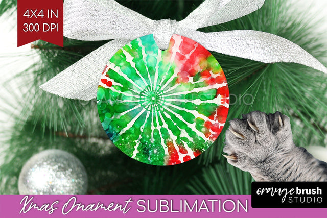 Tie Dye Christmas Ornament Sublimation - Glitter Ornament Sublimation OrangeBrushStudio 