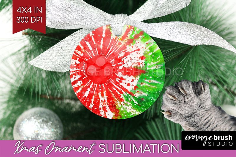 Tie Dye Christmas Ornament Sublimation - Glitter Ornament Sublimation OrangeBrushStudio 