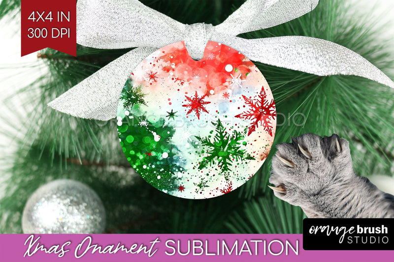 Tie Dye Christmas Ornament Sublimation - Glitter Ornament Sublimation OrangeBrushStudio 