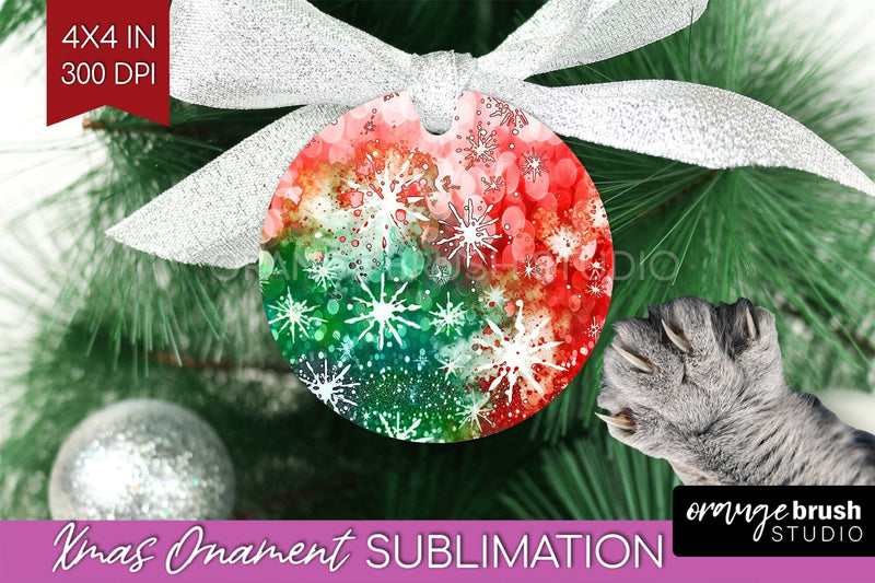 Tie Dye Christmas Ornament Sublimation - Glitter Ornament Sublimation OrangeBrushStudio 