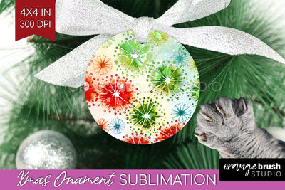 Tie Dye Christmas Ornament Sublimation - Glitter Ornament Sublimation OrangeBrushStudio 