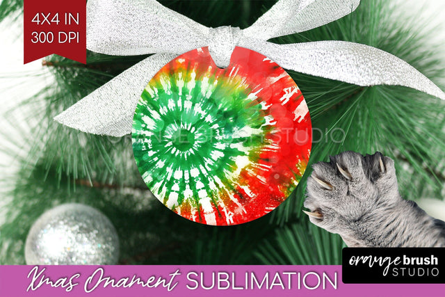 Tie Dye Christmas Ornament Sublimation - Glitter Ornament Sublimation OrangeBrushStudio 