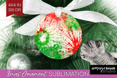 Tie Dye Christmas Ornament Sublimation - Glitter Ornament Sublimation OrangeBrushStudio 