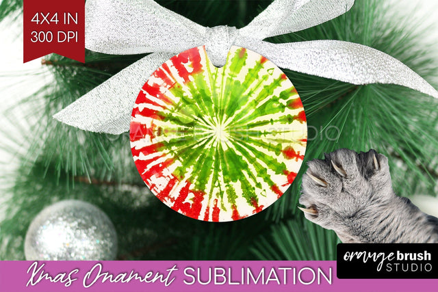 Tie Dye Christmas Ornament Sublimation - Glitter Ornament Sublimation OrangeBrushStudio 