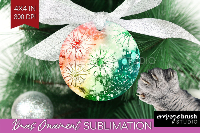 Tie Dye Christmas Ornament Sublimation - Glitter Ornament Sublimation OrangeBrushStudio 