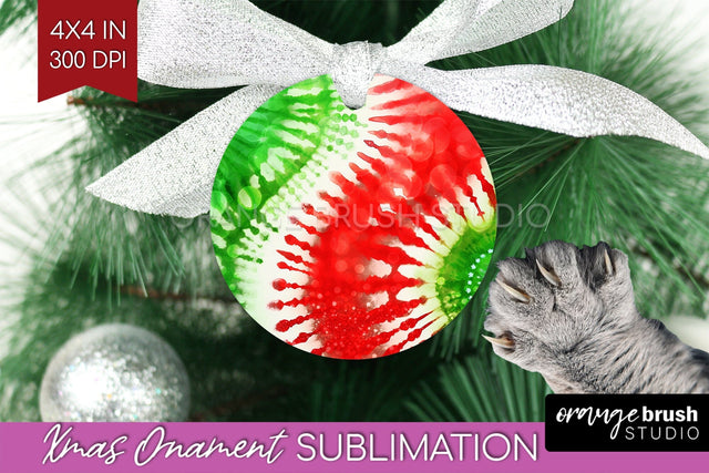 Tie Dye Christmas Ornament Sublimation - Glitter Ornament Sublimation OrangeBrushStudio 