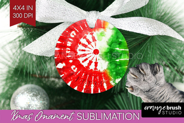 Tie Dye Christmas Ornament Sublimation - Glitter Ornament Sublimation OrangeBrushStudio 