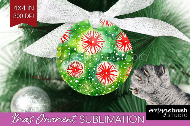Tie Dye Christmas Ornament Sublimation - Glitter Ornament Sublimation OrangeBrushStudio 