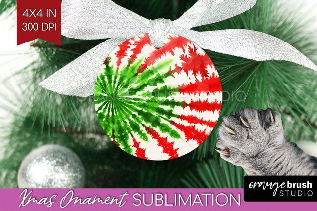 Tie Dye Christmas Ornament Sublimation - Glitter Ornament Sublimation OrangeBrushStudio 