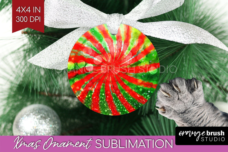 Tie Dye Christmas Ornament Sublimation - Glitter Ornament Sublimation OrangeBrushStudio 