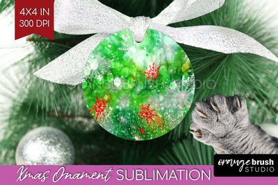 Tie Dye Christmas Ornament Sublimation - Glitter Ornament Sublimation OrangeBrushStudio 