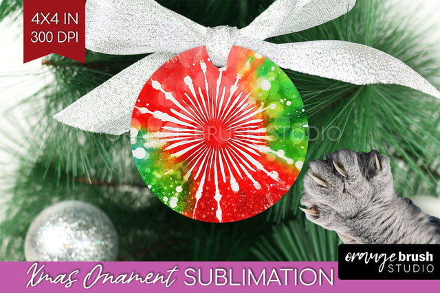 Tie Dye Christmas Ornament Sublimation - Glitter Ornament Sublimation OrangeBrushStudio 