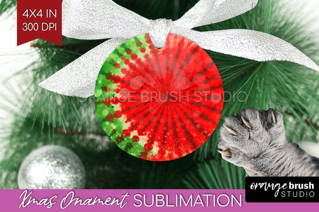 Tie Dye Christmas Ornament Sublimation - Glitter Ornament Sublimation OrangeBrushStudio 