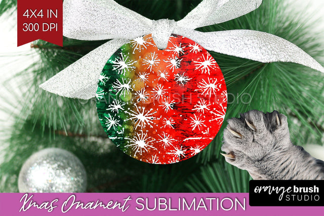 Tie Dye Christmas Ornament Sublimation - Glitter Ornament Sublimation OrangeBrushStudio 