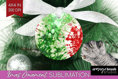 Tie Dye Christmas Ornament Sublimation - Glitter Ornament Sublimation OrangeBrushStudio 