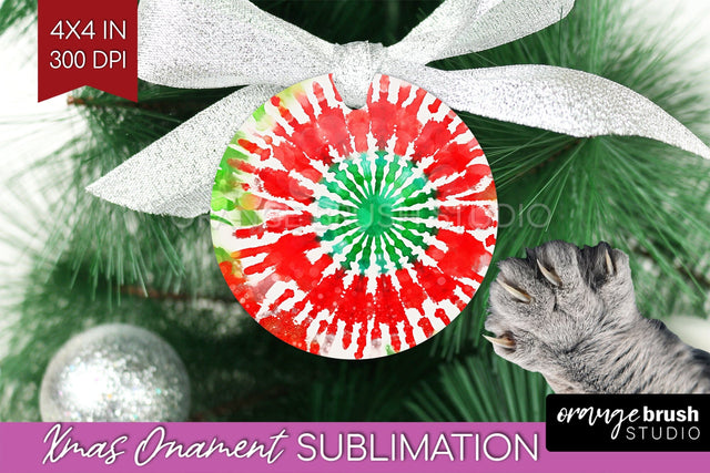 Tie Dye Christmas Ornament Sublimation - Glitter Ornament Sublimation OrangeBrushStudio 