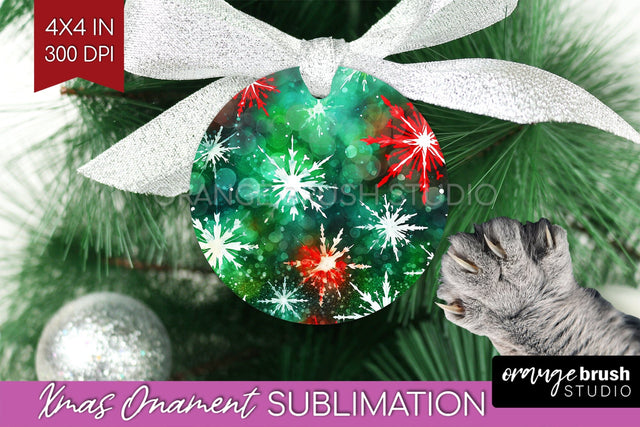 Tie Dye Christmas Ornament Sublimation - Glitter Ornament Sublimation OrangeBrushStudio 