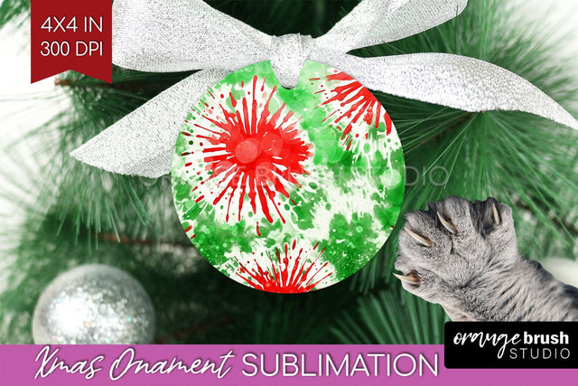 Tie Dye Christmas Ornament Sublimation - Glitter Ornament Sublimation OrangeBrushStudio 