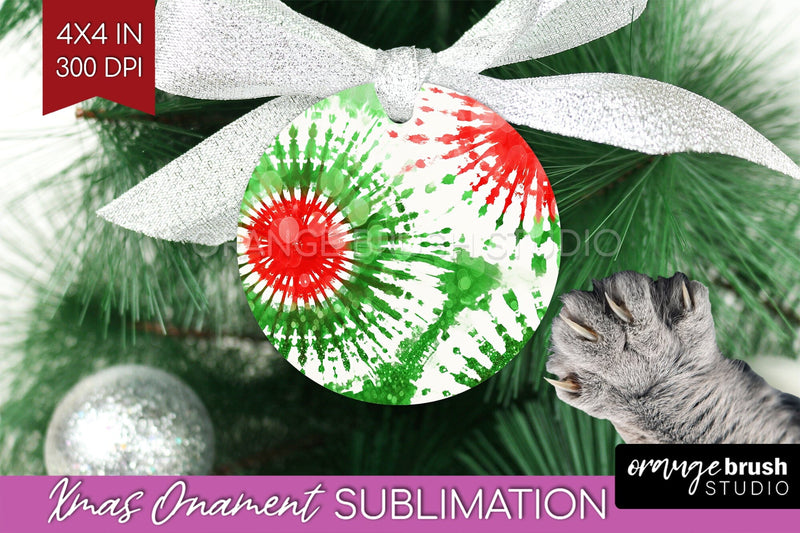 Tie Dye Christmas Ornament Sublimation - Glitter Ornament Sublimation OrangeBrushStudio 
