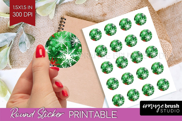 Tie Dye Christmas Round Sticker - Glitter Printable Stickers Sublimation OrangeBrushStudio 