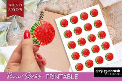 Tie Dye Christmas Round Sticker - Glitter Printable Stickers Sublimation OrangeBrushStudio 