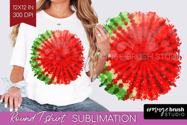 Tie Dye Christmas T shirt Background Round Sublimation Sublimation OrangeBrushStudio 