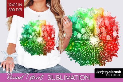 Tie Dye Christmas T shirt Background Round Sublimation Sublimation OrangeBrushStudio 