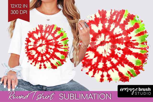 Tie Dye Christmas T shirt Background Round Sublimation Sublimation OrangeBrushStudio 