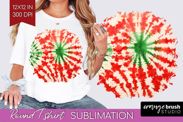 Tie Dye Christmas T shirt Background Round Sublimation Sublimation OrangeBrushStudio 