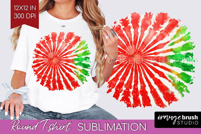 Tie Dye Christmas T shirt Background Round Sublimation Sublimation OrangeBrushStudio 