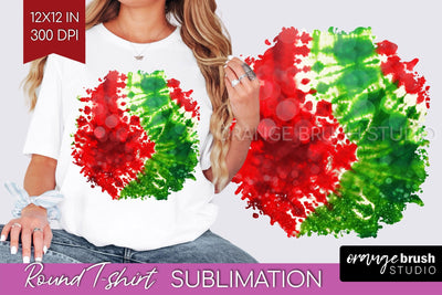 Tie Dye Christmas T shirt Background Round Sublimation Sublimation OrangeBrushStudio 