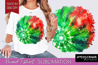Tie Dye Christmas T shirt Background Round Sublimation Sublimation OrangeBrushStudio 