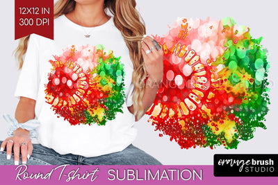 Tie Dye Christmas T shirt Background Round Sublimation Sublimation OrangeBrushStudio 