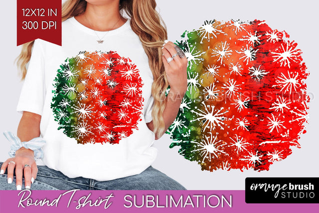 Tie Dye Christmas T shirt Background Round Sublimation Sublimation OrangeBrushStudio 