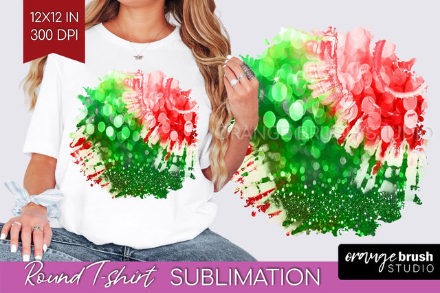Tie Dye Christmas T shirt Background Round Sublimation Sublimation OrangeBrushStudio 