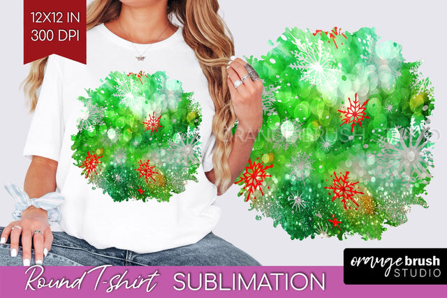 Tie Dye Christmas T shirt Background Round Sublimation Sublimation OrangeBrushStudio 