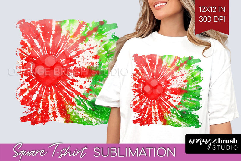 Tie Dye Christmas T shirt Background Square Sublimation Sublimation OrangeBrushStudio 