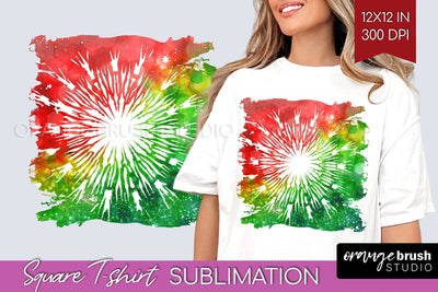 Tie Dye Christmas T shirt Background Square Sublimation Sublimation OrangeBrushStudio 